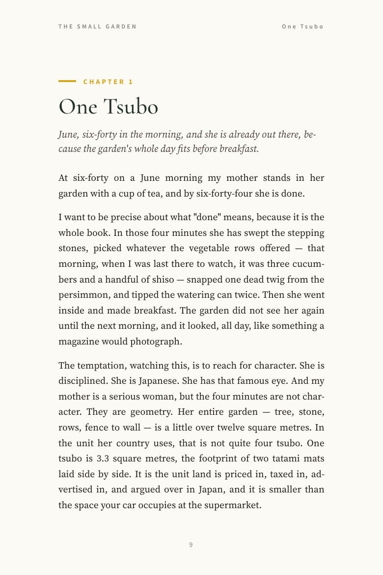 Chapter 1, One Tsubo